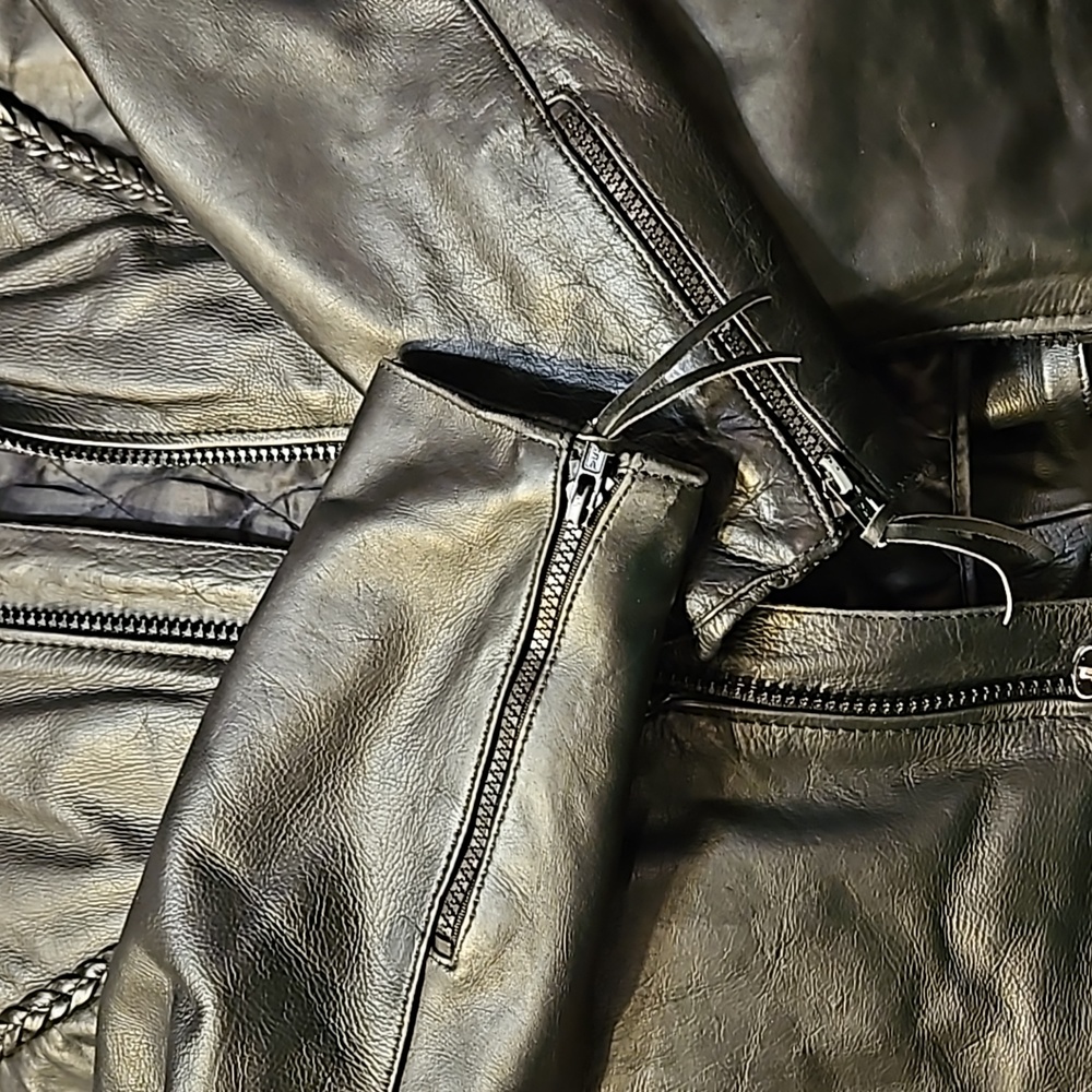 Vtg UNIK Leather Apparels Braided Motorcycle Riding Jacket Medium Pristine Cond - Picture 14 of 14